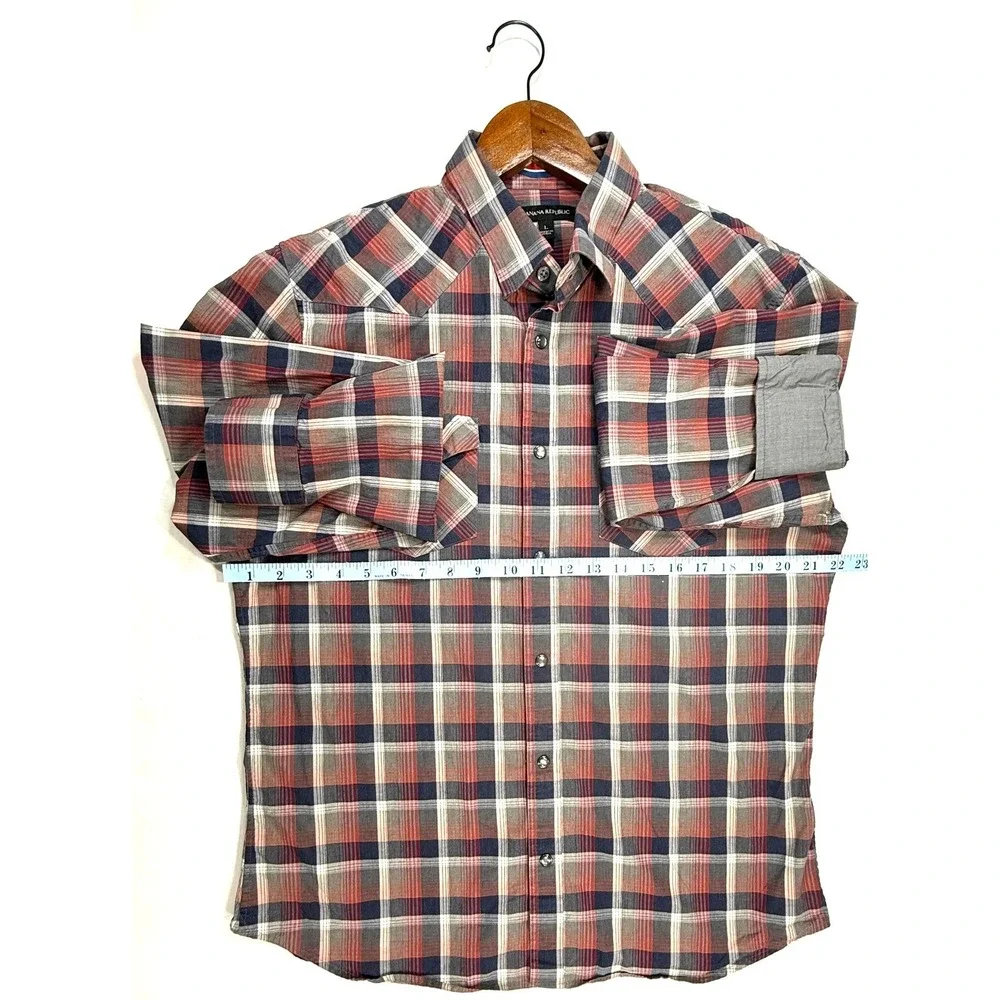 Banana Republic, Plaid Button Down Shirt Long Sleeve Casual Western, Men's Large